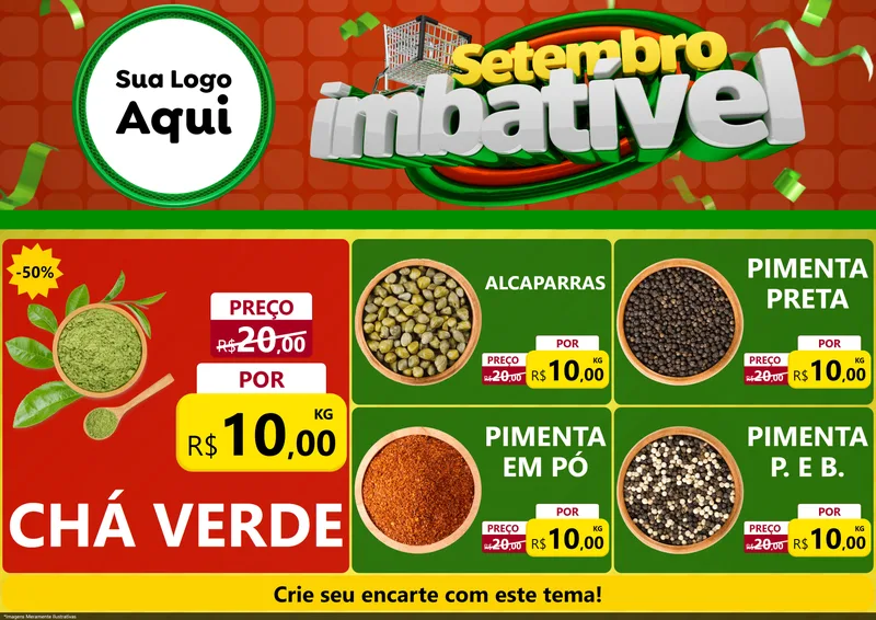 Modelo de Encarte para Encarte A4 Horizontal com o tema Setembro Imbatível para Produtos Naturais