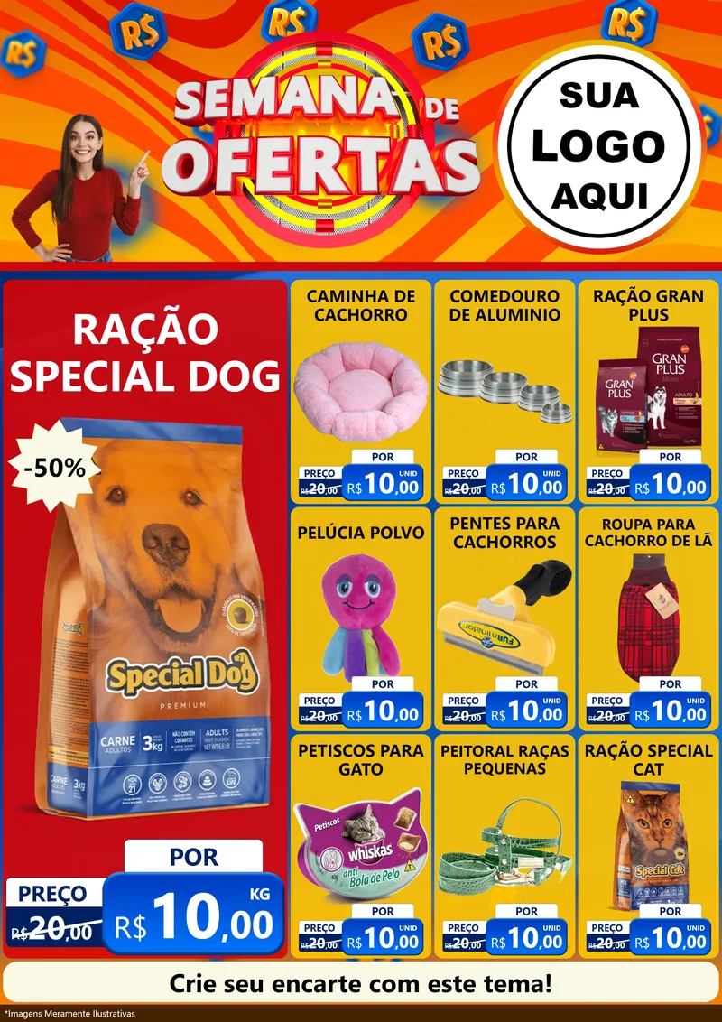 Modelo de Encarte para Encarte A4 Vertical com o tema Semana de Ofertas para Pet Shop