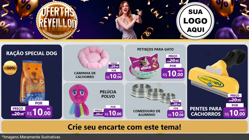 Modelo de TV para TV Horizontal com o tema Ofertas de Réveillon para Pet Shop