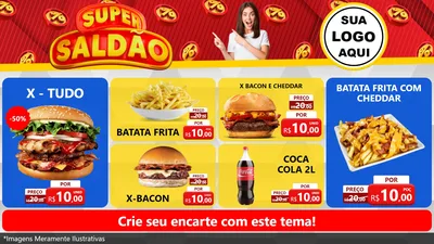 Modelo de TV para TV Horizontal com o tema Super Saldão para Hamburgueria