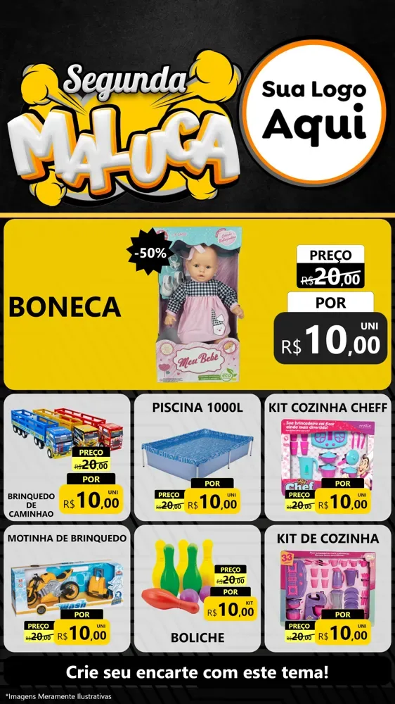 Modelo de Rede Social para Stories com o tema Segunda Maluca para Brinquedos