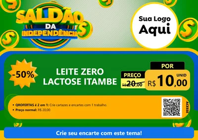 Modelo de Cartaz para Cartaz A4 Horizontal com o tema Saldão da Indepêndencia para Frios e Laticínios