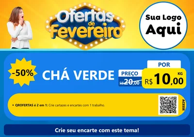 Modelo de Cartaz para Cartaz A4 Horizontal com o tema Ofertas de Fevereiro para Produtos Naturais