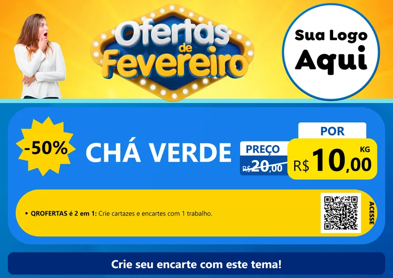 Modelo de Cartaz para Cartaz A4 Horizontal com o tema Ofertas de Fevereiro para Produtos Naturais
