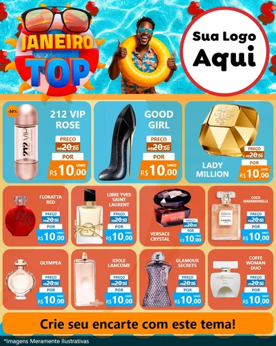 Modelo de Rede Social para Feed Instagram com o tema Janeiro Top para Perfumes