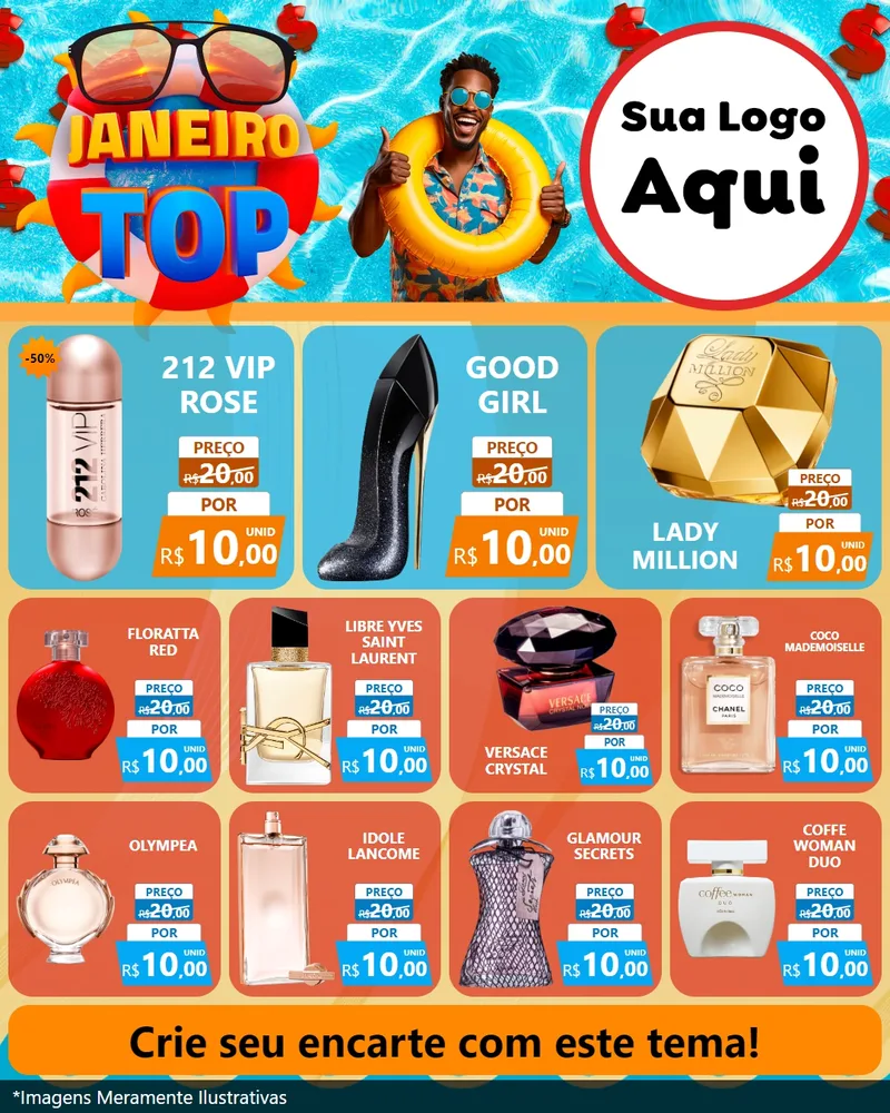 Modelo de Rede Social para Feed Instagram com o tema Janeiro Top para Perfumes