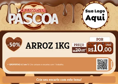 Modelo de Cartaz para Cartaz A4 Horizontal com o tema Ofertas de Páscoa para Supermercado