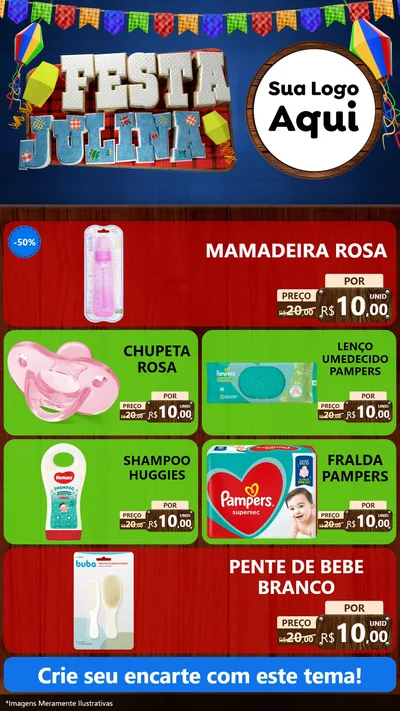 Modelo de TV para TV Vertical com o tema Festa Julina para Bebês