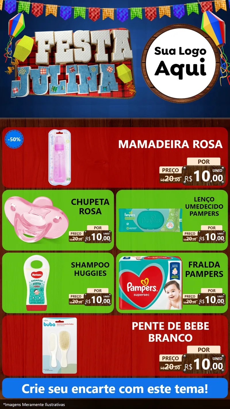 Modelo de TV para TV Vertical com o tema Festa Julina para Bebês
