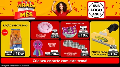 Modelo de TV para TV Horizontal com o tema Virada de Mês para Pet Shop