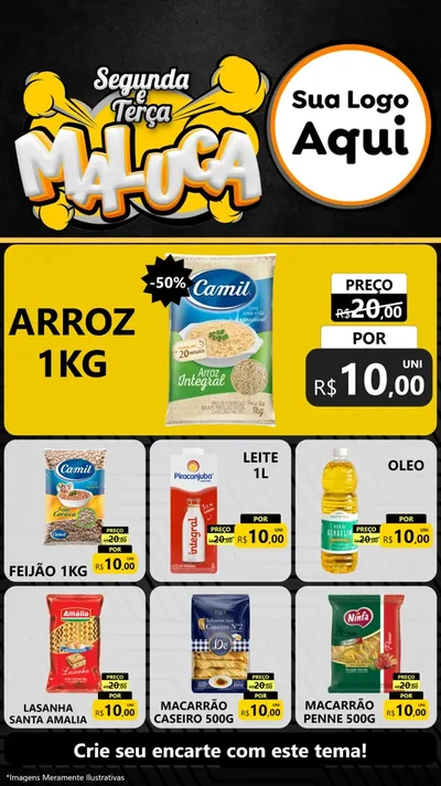 Modelo de Rede Social para Stories com o tema Segunda e Terça Maluca para Supermercado