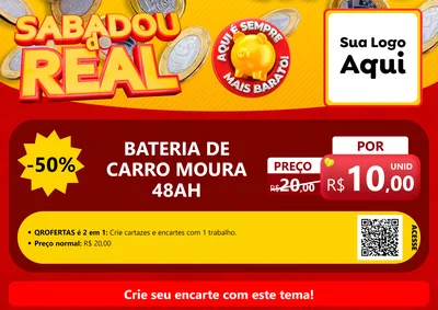 Modelo de Cartaz para Cartaz A4 Horizontal com o tema Sabadou do Real para Baterias Elétricas