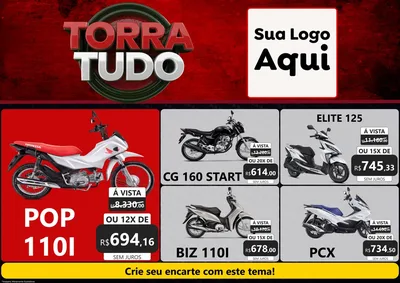 Modelo de Encarte para Encarte A4 Horizontal com o tema Torra Tudo para Concessionaria de Motos