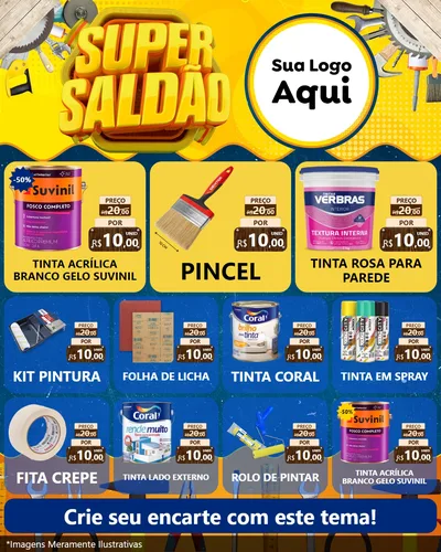 Modelo de Rede Social para Feed Instagram com o tema Super Saldão para Tintas e Ferramentas