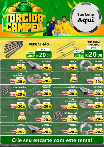 Modelo de Encarte para Encarte A4 Vertical com o tema Torcida Campeã - Copa para Ferragens