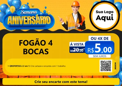 Modelo de Cartaz para Cartaz A4 Horizontal com o tema Semana de Aniversário para Móveis e Eletro