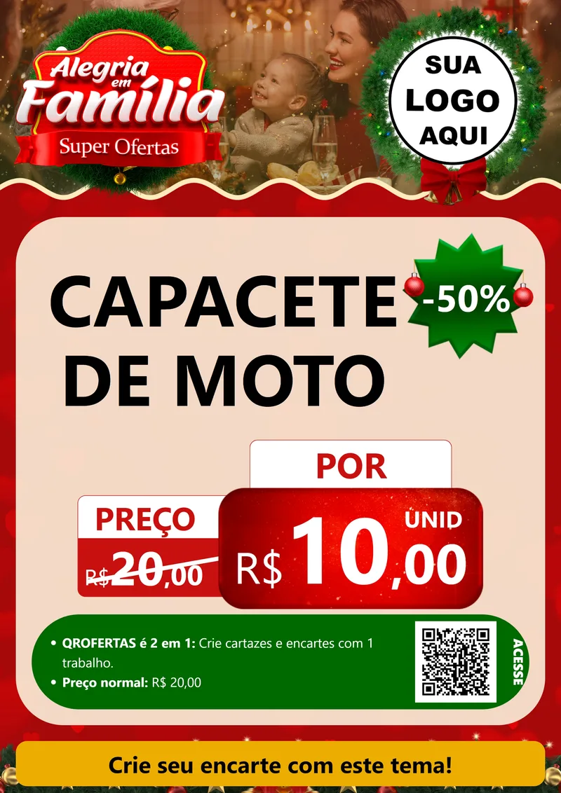 Modelo de Cartaz para Cartaz A4 Vertical com o tema Alegria Em Família - Super Ofertas para Moto peças
