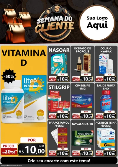 Modelo de Encarte para Encarte A4 Vertical com o tema Semana do Cliente para Farmácia
