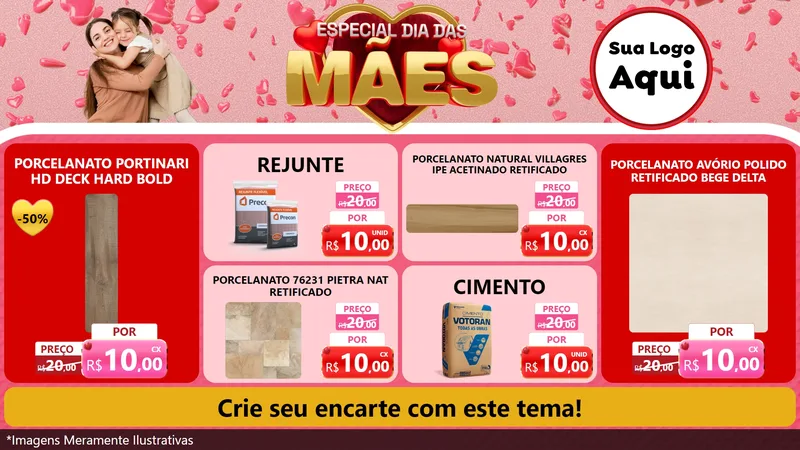Modelo de TV para TV Horizontal com o tema Especial Dia Das Mães para Pisos e revestimentos
