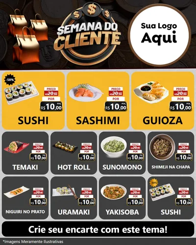 Modelo de Rede Social para Feed Instagram com o tema Semana do Cliente para Comida japonesa