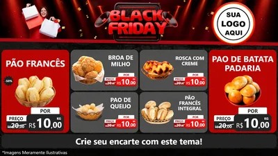 Modelo de TV para TV Horizontal com o tema Black Friday para Padaria