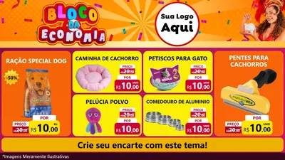 Modelo de TV para TV Horizontal com o tema Bloco da Economia para Pet Shop