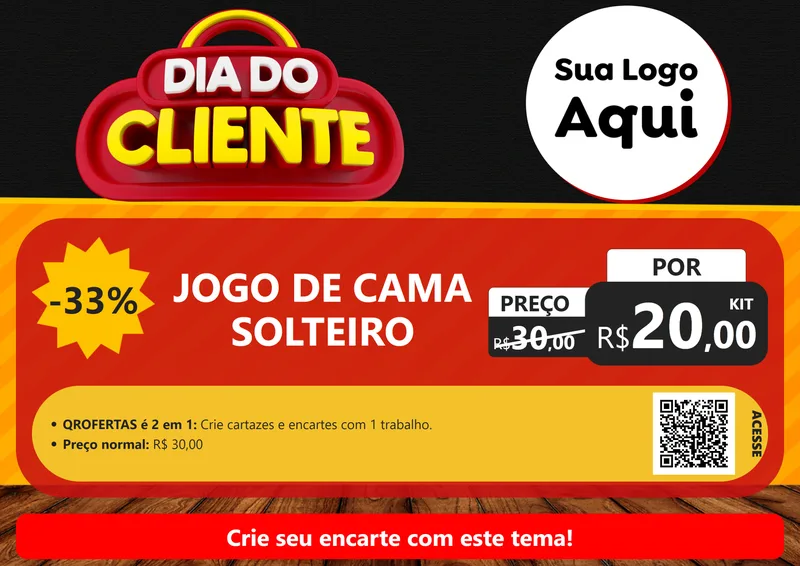 Modelo de Cartaz para Cartaz A4 Horizontal com o tema Dia do Cliente para Cama, Mesa e Banho