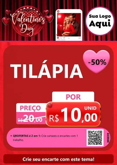 Modelo de Cartaz para Cartaz A4 Vertical com o tema Valentine's Day para Peixaria
