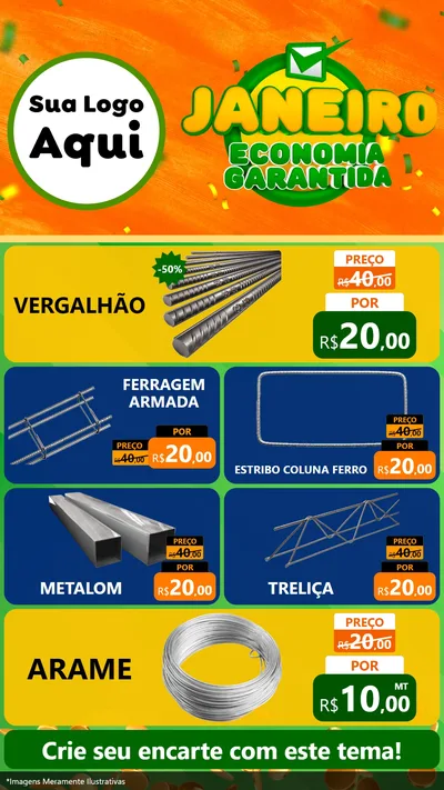Modelo de TV para TV Vertical com o tema Janeiro - Economia Garantida para Ferragens