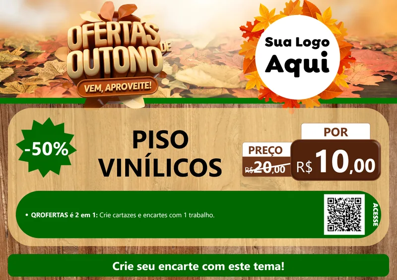 Modelo de Cartaz para Cartaz A4 Horizontal com o tema Ofertas de Outono - Vem, Aproveite! para Material para Construção