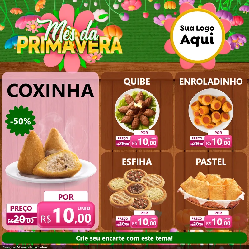 Modelo de Rede Social para Feed Facebook com o tema Mês da Primavera para Salgadaria