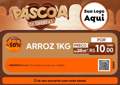 Modelo de Cartaz para Cartaz A4 Horizontal com o tema Páscoa de Ofertas para Supermercado