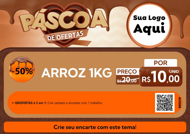 Modelo de Cartaz para Cartaz A4 Horizontal com o tema Páscoa de Ofertas para Supermercado
