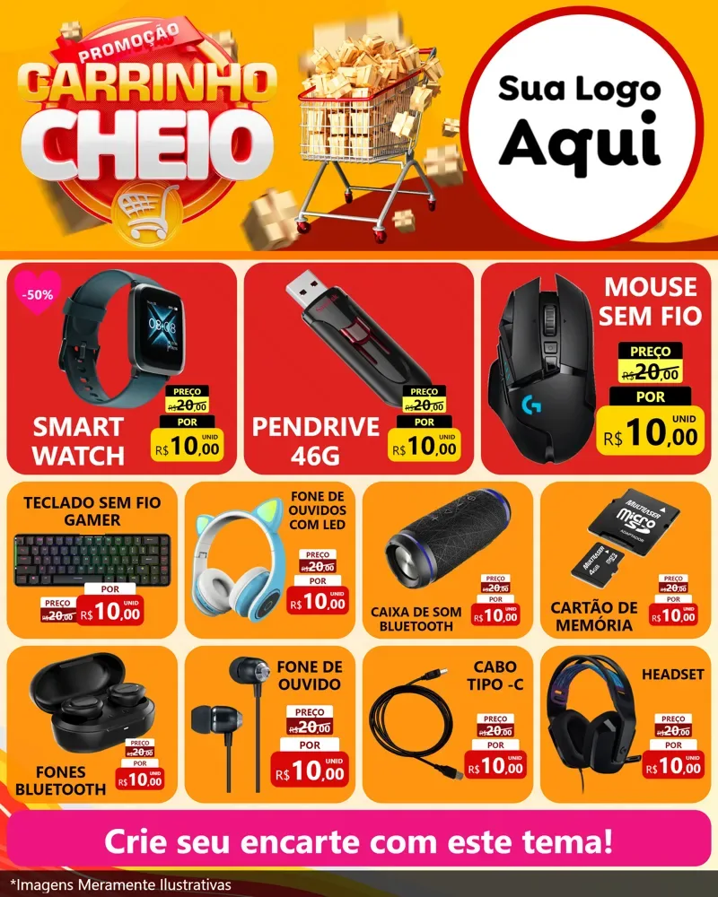 Modelo de Rede Social para Feed Instagram com o tema Promoção carrinho cheio para Informática