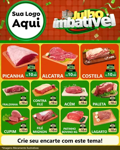 Modelo de Rede Social para Feed Instagram com o tema Julho Imbatível para Açougue