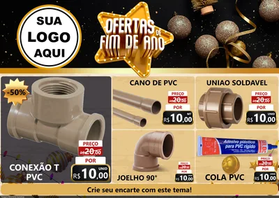 Modelo de Encarte para Encarte A4 Horizontal com o tema Ofertas de Fim de Ano para Tubos e conexões