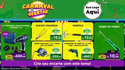 Modelo de TV para TV Horizontal com o tema Carnaval de Ofertas para Maquinas e Ferramentas