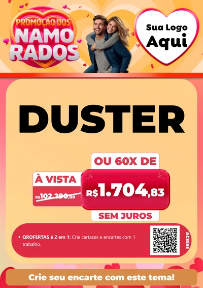 Modelo de Cartaz para Cartaz A4 Vertical com o tema Promoção dos Namorados para Concessionaria de Carros