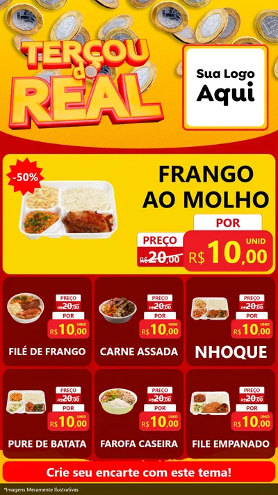 Modelo de Rede Social para Stories com o tema Terçou do Real para Restaurante