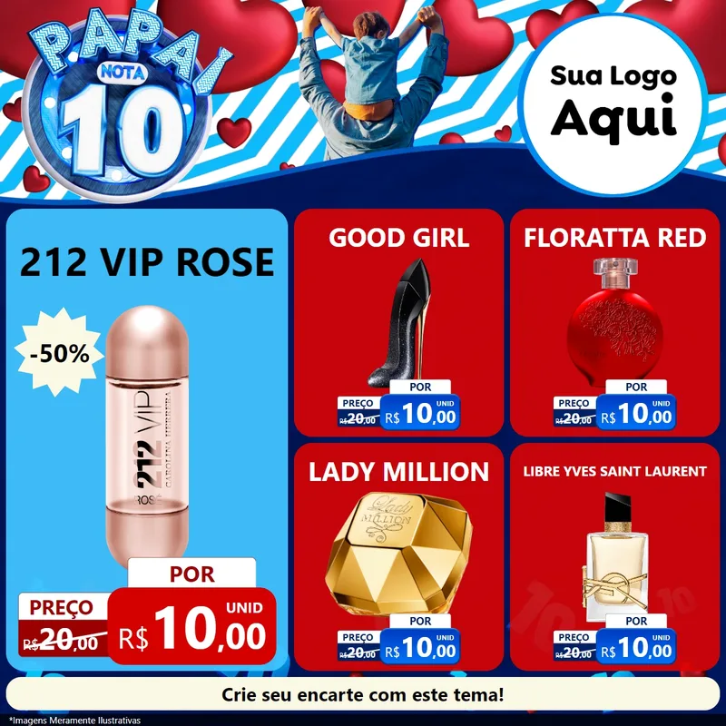 Modelo de Rede Social para Feed Facebook com o tema Papai Nota 10 para Perfumes