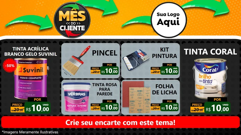 Modelo de TV para TV Horizontal com o tema Mês do Cliente para Tintas e Ferramentas