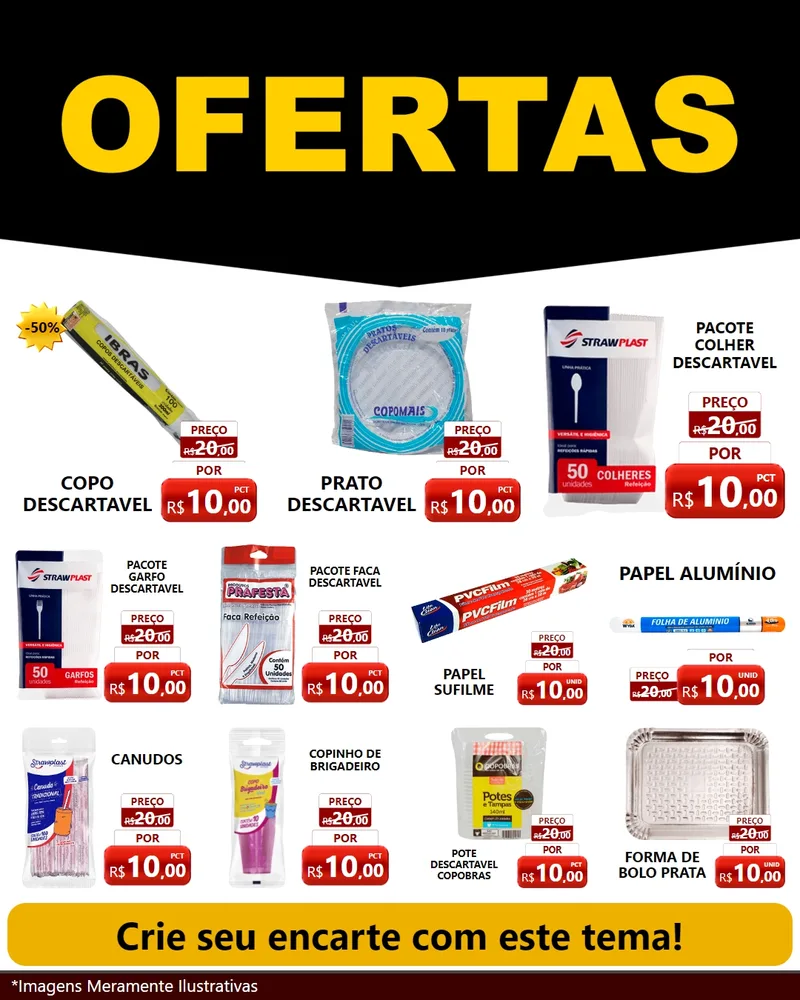 Modelo de Rede Social para Feed Instagram com o tema Ofertas Preto e Vermelho Cartaz para Embalagens