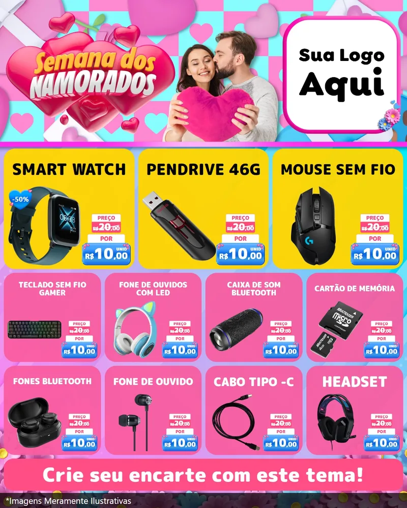 Modelo de Rede Social para Feed Instagram com o tema Semana dos Namorados para Informática