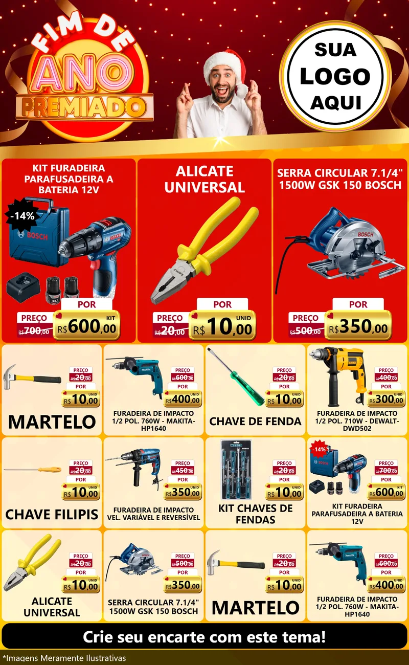 Modelo de Encarte para Encarte Grande com o tema Fim de Ano Premiado para Maquinas e Ferramentas