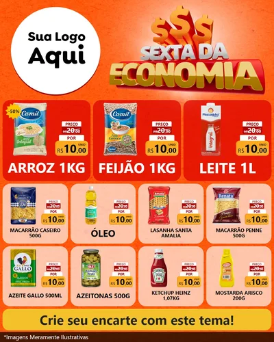 Modelo de Rede Social para Feed Instagram com o tema Sexta da Economia para Supermercado