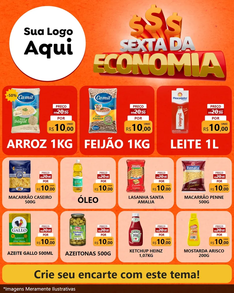 Modelo de Rede Social para Feed Instagram com o tema Sexta da Economia para Supermercado