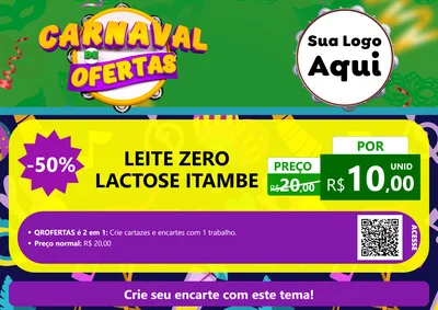 Modelo de Cartaz para Cartaz A4 Horizontal com o tema Carnaval de Ofertas para Frios e Laticínios