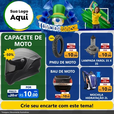 Modelo de Rede Social para Feed Facebook com o tema Torcida Brasil - Copa para Moto peças