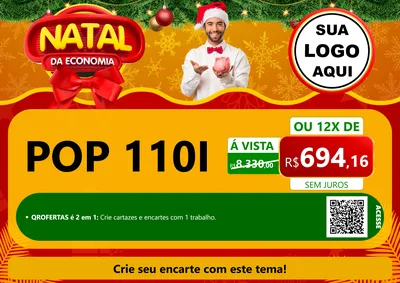 Modelo de Cartaz para Cartaz A4 Horizontal com o tema Natal da Economia para Concessionaria de Motos