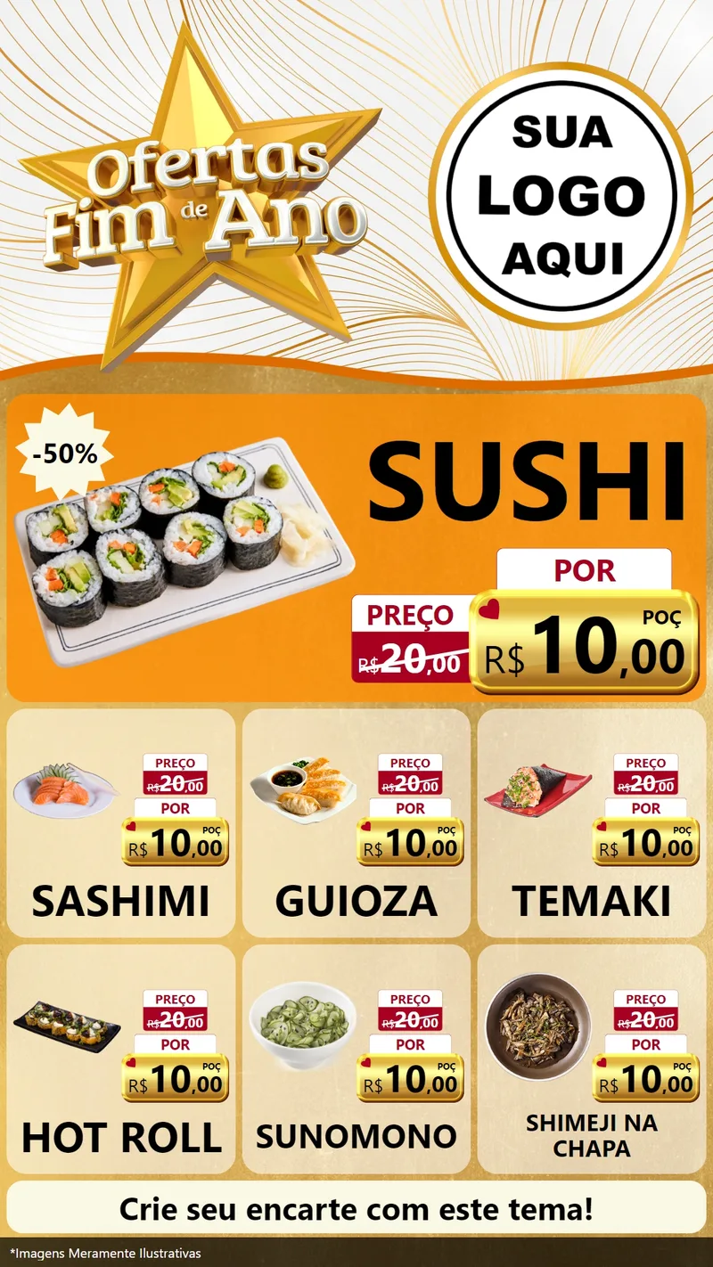 Modelo de Rede Social para Stories com o tema Ofertas Fim de Ano para Comida japonesa